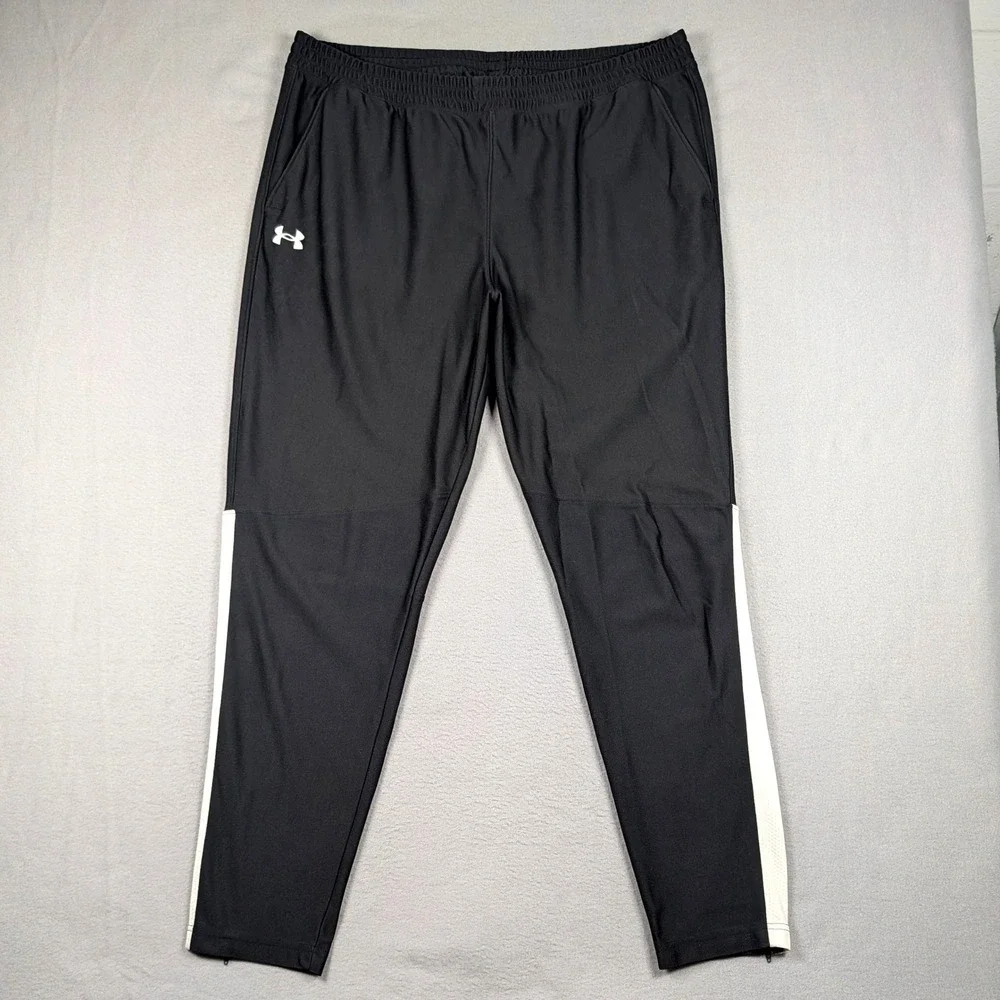 Under‎ Armour Training Pants Mens XXL Black Twister Tapered Ankle Zip 1347294